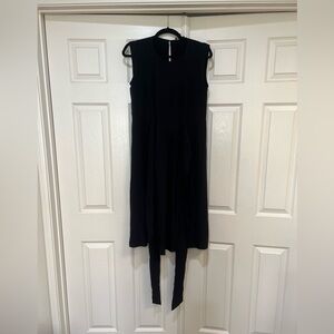 J Crew Black ‎ Sleeveless Front Belt Lightweight Midi Work Wear Silk Dress Sz 2